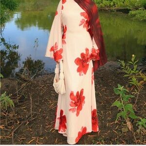 red floral maxi dress